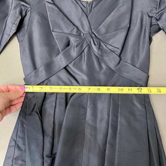 VTG 50/60s Navy Blue Cocktail Dress W/ Lining & Snap Bow On The Back - Picture 10 of 11